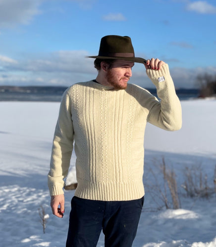 Sustainable men's sweater made with natural Vermont wool.